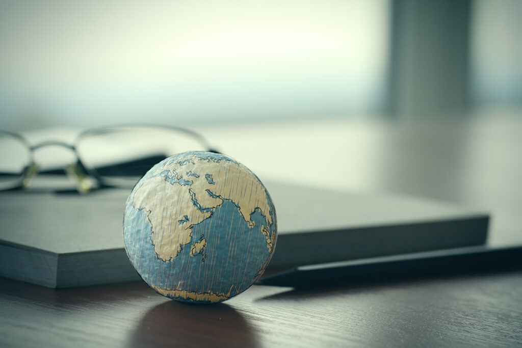 small globe on desk
